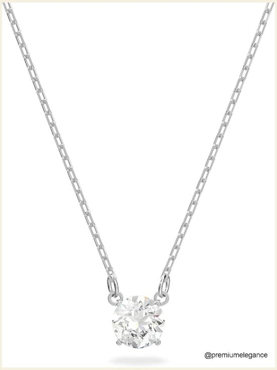 Jewelry - Crystal Pendant Necklace - Rhodium Plated Silver Lobster Clasp